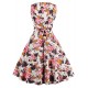 Women's Plus Size Vintage Swing Dress,Floral Round Neck Knee-length Sleeveless Red / White / Black / Multi-color Cotton Summer