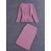  Women's Casual/Daily Street chic Fall Set Skirt,Solid V Neck Long Sleeve Cotton Medium