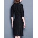 Women's Simple Sheath DressSolid / Striped V Neck Above KneeLength Sleeve Black Cotton / Rayon Fall Mid Rise