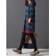 Casual/Daily / Plus Size Cute Dress Round Neck Above Knee Long Sleeve Blue Cotton / Linen Spring / Fall / Winter Inelastic Medium