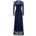 Women's Sexy Casual Party V Neck Lace Maxi Dress