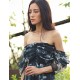 SINCE THEN SIN CE THEN Women's Sexy / Boho Floral Swing Dress,Strapless Maxi Polyester