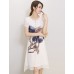 Women's Street chic Print Plus Size / Loose Dress,Round Neck Knee-length Silk / Polyester