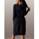 Women's Casual/Daily / Plus Size Dress,Solid Round Neck / Hooded Above Knee Long Sleeve Blue / Black / Gray Polyester Fall Micro-elastic