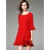  Women's Going out Cute Loose Dress,Solid Round Neck Above Knee ? Sleeve Black Cotton Spring