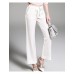  Women's Solid White Straight Pants,Street chic