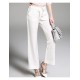  Women's Solid White Straight Pants,Street chic