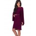 Women's Formal Vintage Street chic Plus Size Dress,Solid Round Neck Knee-length Long Sleeve Polyester Summer