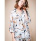 LIANGSANSHIWomen's Casual/Daily Street chic Summer Shirt,Print Shirt Collar ? Sleeve Blue Polyester / Others Thin