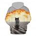 Women's Unisex Relastic 3D Cat Printed Pullover Long Sleeve Sweatshirts Hoodies