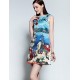 Boutique S Women's Casual/Daily Cute A Line Dress,Print Round Neck Above Knee Sleeveless Blue Cotton Summer