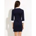 Women's Solid Blue Dress, Sheath/Vintage/Work Asymmetrical Collar ? Sleeve 