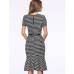 Women's Vintage / Simple Houndstooth Ruffle Slim Fishtail Plus Size / Sheath Dress,Square Neck Knee-length