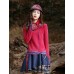 Our Story Going out Vintage Regular PulloverPaisley Red / Purple Round Neck Long Sleeve Cotton Spring