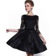 Women's Party/Cocktail / Plus Size Sophisticated Lace / Little Black / Skater Dress,Solid Round Neck Above Knee ? Sleeve BlackPolyester /