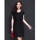 Women's Going out Vintage / Simple Sheath / Chiffon Dress,Embroidered Round Neck Above Knee Short Sleeve