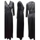 Women's Party/Cocktail Sexy Plus Size / Lace Dress,Solid V Neck Maxi ? Length Sleeve Black Polyester Spring