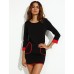 Women's Patchwork Black Dress , Casual / Work Round Neck Long Sleeve