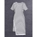 Boutique S Going out /Daily Cute Sheath DressStriped Round Neck Midi Short Sleeve White/Polyester Summer Mid Rise