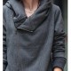 Women's Solid Gray Hoodies , Sexy Surplice Neck Long Sleeve