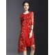 Women's Vintage / Simple Print Plus Size / Sheath Dress,Round Neck Knee-length