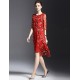 Women's Vintage / Simple Print Plus Size / Sheath Dress,Round Neck Knee-length