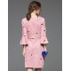 Women's Work Simple Sheath DressEmbroidered Round Neck Above KneeSleeve Pink Polyester