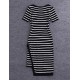 Boutique S Going out /Daily Cute Sheath DressStriped Round Neck Midi Short Sleeve White/Polyester Summer Mid Rise