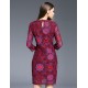 Boutique S Women's Going out Vintage Sheath Dress,Floral Round Neck Above Knee ? Sleeve Red Polyester