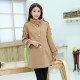 Maternity Mock neck Tweed Buckle Solid color Loose Trench Coat