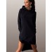 Women's Casual/Daily / Plus Size Dress,Solid Round Neck / Hooded Above Knee Long Sleeve Blue / Black / Gray Polyester Fall Micro-elastic