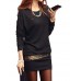 Women's Black/White Mini Dress, Batwing Sleeve Sequin Design