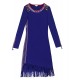 Our StoryGoing out Vintage Sheath DressPaisley Round Neck Midi Long Sleeve Blue Polyester / Spandex Spring