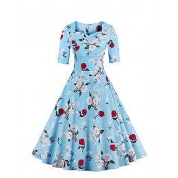 Women's Plus Size / Party/Cocktail Vintage Sheath / Swing Dress,Floral Sweetheart Knee-length ? Length