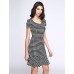 Women's Vintage / Simple Houndstooth Ruffle Slim Fishtail Plus Size / Sheath Dress,Square Neck Knee-length