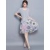 Women's Going out Street chic Plus Size / Chiffon Dress,Floral Round Neck Knee-length Short Sleeve Gray Summer