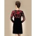 Women's Casual/Daily Simple Sheath Dress,Embroidered Round Neck Above Knee Long Sleeve Red / Orange Polyester Spring