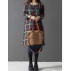 Women's Casual/Cute/Plus Sizes Check Contrast Color Inelastic Long Sleeve Knee-length Loose Dress (Cotton/Linen)