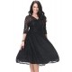 Women's Beach Plus Size / Skater Dress,Solid Deep V Knee-length ? Sleeve Black Polyester Spring