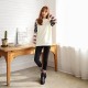 Women's Print White Hoodies , Casual Round Neck Long Sleeve