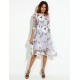 Women's Casual/Daily / Plus Size Street chic A Line Dress,Floral Round Neck Knee-length Long Sleeve Gray Polyester Spring