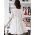 Women's Casual/Daily Cute Plus Size Dress U Neck Above Knee ? Length Sleeve Red / White / Black Summer