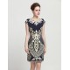  Women's Plus Size / Going out Chinoiserie Bodycon DressEmbroidered Round Neck Above Knee Short Sleeve