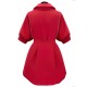 Women's Plus Size Simple Sheath Dress,Solid Shirt Collar Above Knee ? Length Sleeve Red / Black Polyester Summer