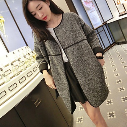 Maternity Regular Coat , Casual Long Sleeve Wool Blends