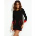 Women's Patchwork Black Dress , Casual / Work Round Neck Long Sleeve