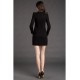 Women's Work Shift Dress,Jacquard Crew Neck Mini Long Sleeve Black Cotton / Polyester Spring