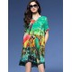 Women's Vintage Print Plus Size / Loose Dress,V Neck Asymmetrical Silk