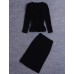  Women's Casual/Daily Street chic Fall Set Skirt,Solid V Neck Long Sleeve Cotton Medium