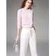  Women's Solid White Straight Pants,Street chic